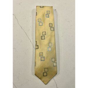 Vintage Ermenegildo Zegna Geometric Color Silk Neck Tie in Pale Yellow